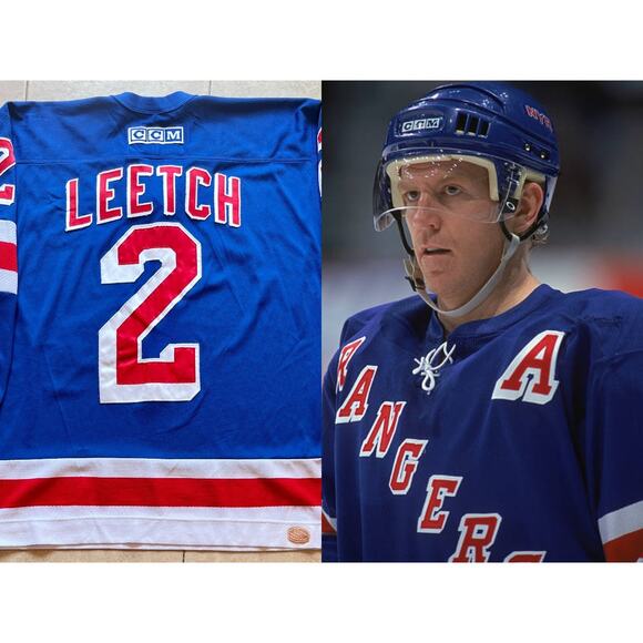 Brian LEETCH #2 New York Rangers 2000s CCM jersey XL blue NHL hockey vintage - Picture 1 of 11